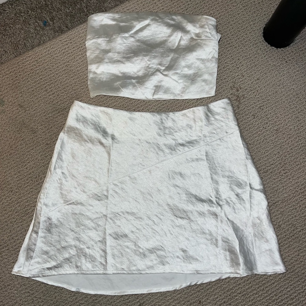 White silk two piece set